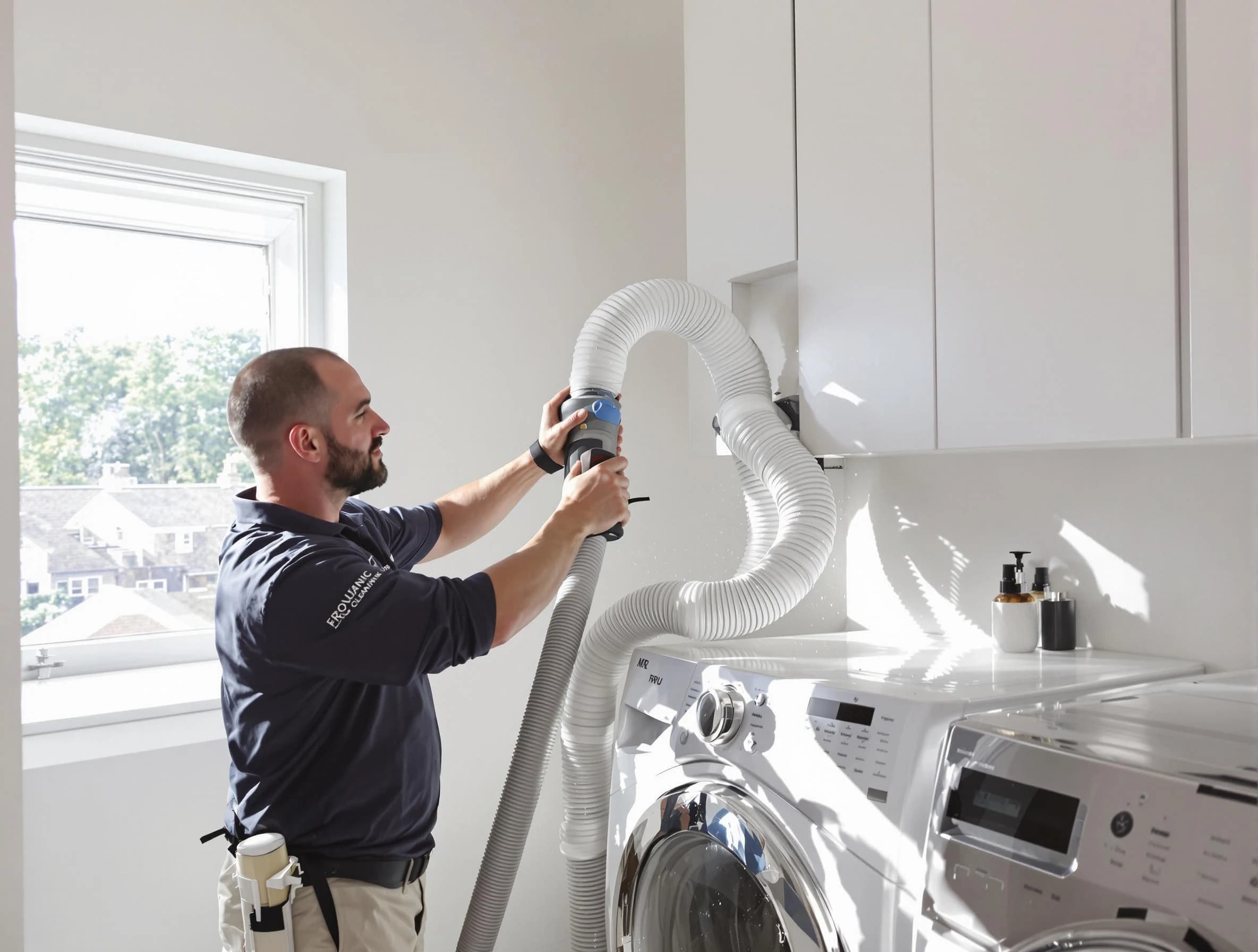 Certified McCalla Dryer Vent Cleaning technician performing dryer vent cleaning in McCalla