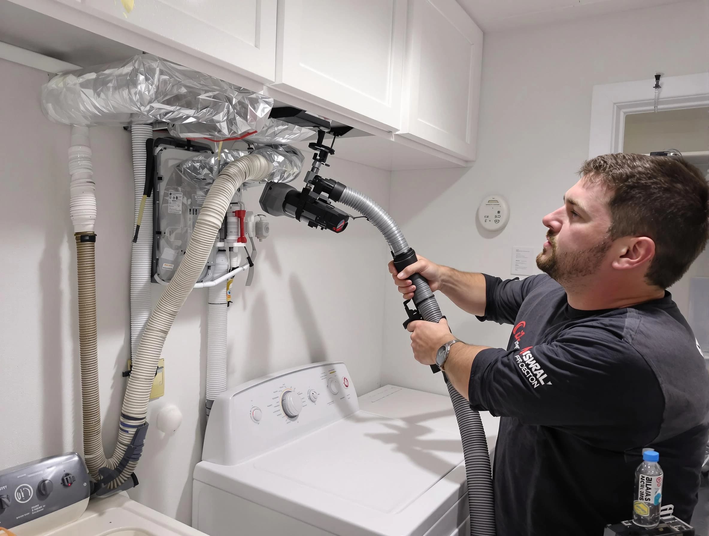 McCalla Dryer Vent Cleaning certified technician performing safety-focused gas dryer vent cleaning in McCalla
