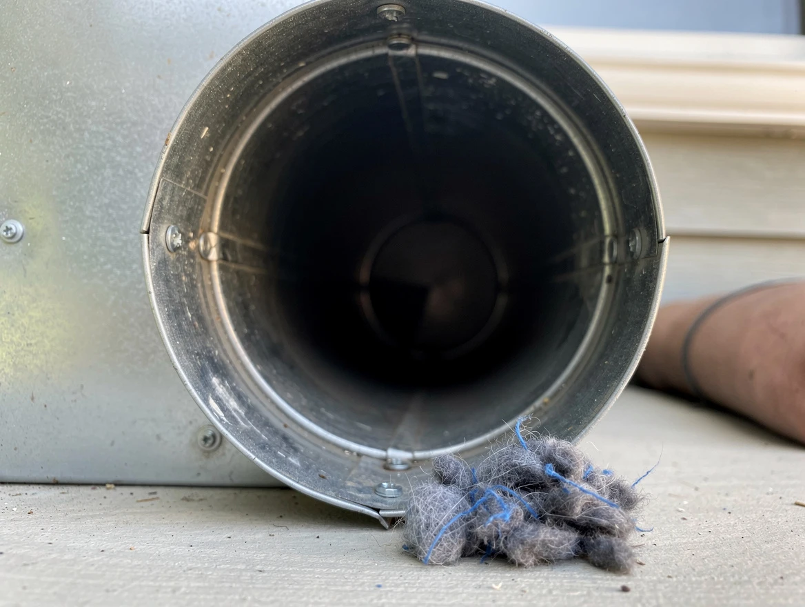 McCalla Dryer Vent Cleaning technician using specialized equipment to clear severe dryer vent blockage in McCalla