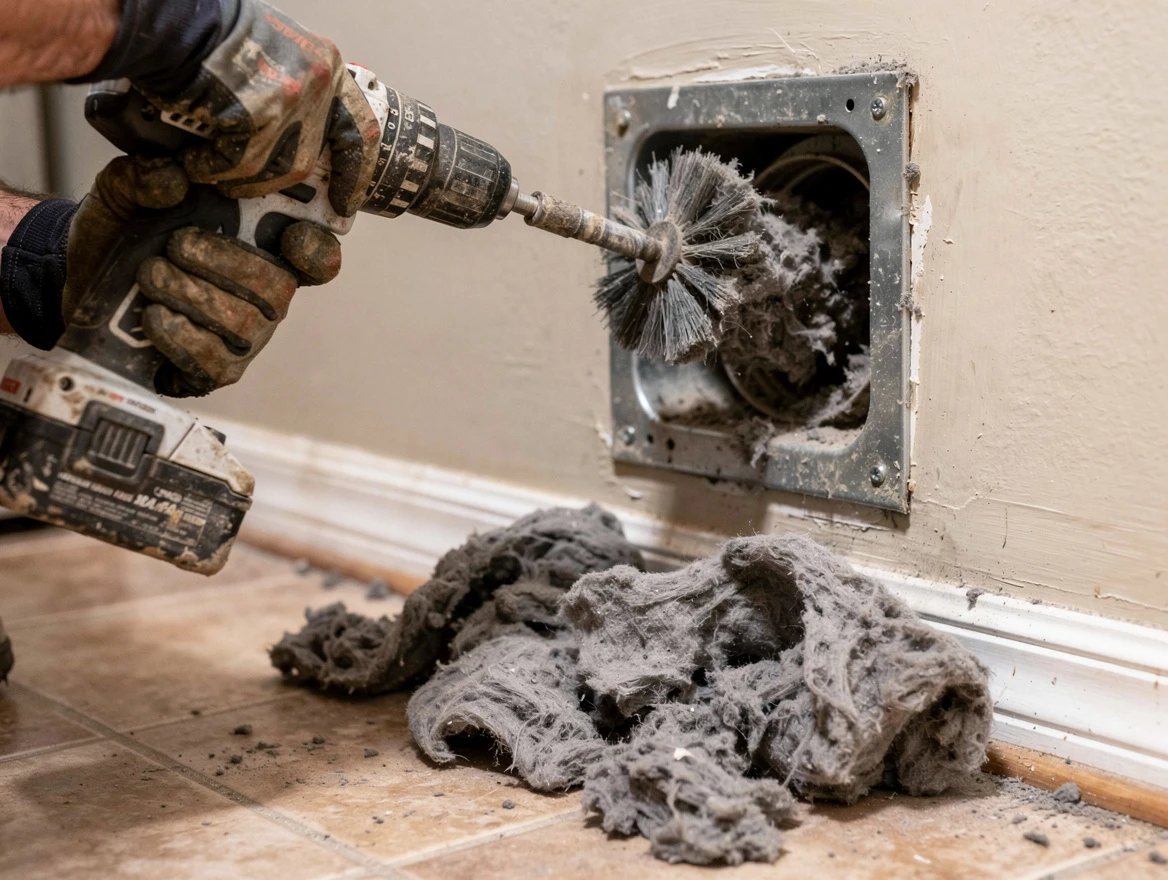Certified McCalla Dryer Vent Cleaning technician performing dryer vent cleaning in McCalla
